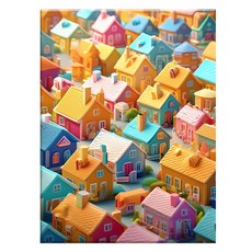 Npic Art 畫布型 鑽石畫 DIY 套件 40 x 50 cm, MK184 風景 精緻可愛的房子, 1個