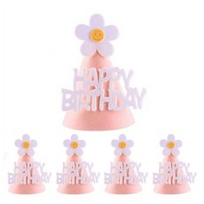 파티공구 조립형 생일 꼬깔모자 5p 세트, 꽃피치, 꽃피치, 꽃피치, 꽃피치, 꽃피치, 1세트