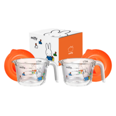 에지리 미피 내열유리 계량컵 M + 뚜껑 세트, 투명, 500ml, 2세트