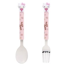 LiLFANT 三麗鷗吉祥物蠟筆湯匙叉子組 HK8833, 1套, 湯匙 + 叉子, Hello Kitty