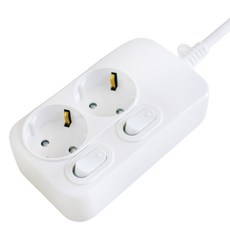 大山電子 16A 獨立開關 2孔延長線, 1.5m, 白色, 1個