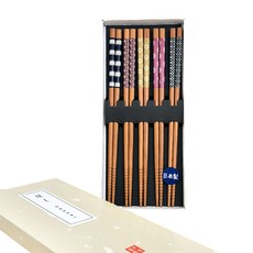 이시다 프리미엄 선물용 나무 젓가락 세트, 패턴스, 1세트, 젓가락 5종