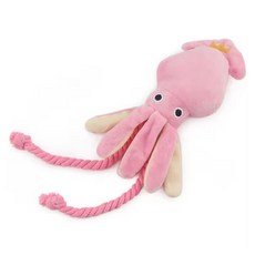 LuckyPetter 狗狗拔河遊戲啾啾繩魷魚玩具, 1個, 粉紅色