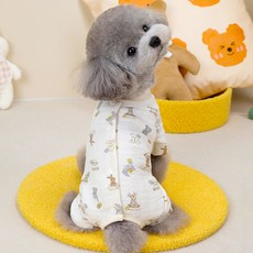 Puppy Dream 狗狗花朵絎縫棉質室內連身衣 00111, 動物, 1個