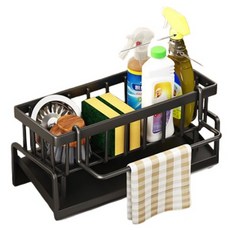 前景光明 水槽瀝水架 抹布掛架, 黑色, 1個