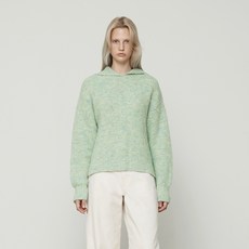 커렌트 여성용 세일러 카라 헤어리 니트탑