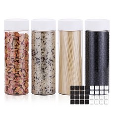 BARENLOCK 冰箱整齊收納容器組合 白色 1L x 4入 + DIY貼紙 32種, 1套