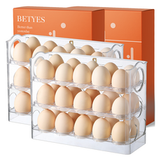 베티에스 프리미엄 공간활용 3단 계란보관함 30구, 투명, 2개