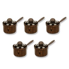 LivingFamily 木香紋調味料容器 5入+湯匙 5入組 1號, 5個, 80ml