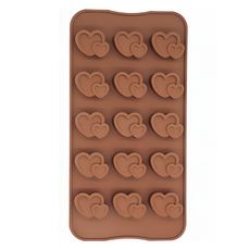 Modern Pick雙心形矽膠巧克力模具 15格, 1個, 巧克力