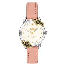 COACH 蔻馳 女性 Delancey Tea Rose 礦物水晶皮革腕錶 14503239