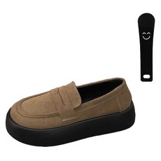 메일브메이지 여성용 통굽 플랫폼 레트로 로퍼 모카신 5cm EC002