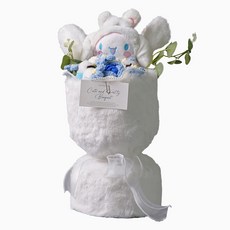 morningscent 조화 레인보우 그라데이션 러블리 소프트 패브릭 니트 산리오 인형 꽃다발 시나모롤, 블루, 1개