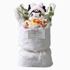 morningscent 人造花 彩虹漸層 可愛柔軟布料針織三麗鷗娃娃花束 酷洛米, 黃色, 1個