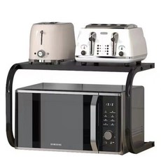 Khohimo 雙層微波爐U型收納架 廚房置物架 4W426, 黑色, 1個