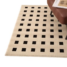 方形圖案北歐風防滑室內地毯, 1個, 米色