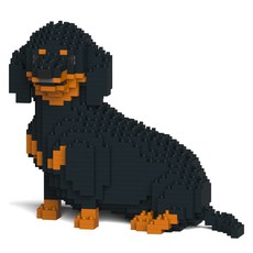 轉頭臘腸狗積木 大型 M, 黑色, 1個