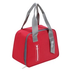 Blooming 拉鍊保溫保冷便當袋, 紅色