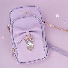 WINGHOUSE 三麗鷗 兒童 酷洛米 蝴蝶結 雙口袋 手機包, 紫色