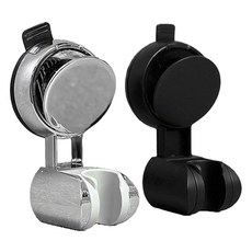 MONACO OLIVE 強力按壓 雙重吸附 超堅固蓮蓬頭支架 2件組, 黑色, 銀色