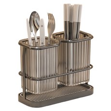 마더브띠 물빠짐 스탠드 수저통 2구형 AE20578, 블랙, 1개