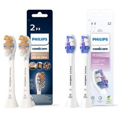PHILIPS 飛利浦 Sonicare 頂級牙刷刷頭 2入 + 超細軟毛牙刷刷頭 2入組合, 1套, 頂級牙刷刷頭(HX9092/67), 超細軟毛牙刷刷頭(HX6052/93)