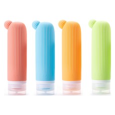 KOSALLU 仙人掌防漏旅行分裝瓶 90ml x 4入組, 1套, 橘色+粉色+綠色+藍色