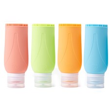 KOSALLU 刷頭型防漏旅行用分裝瓶 90ml x 4件組, 1套, 橘色+粉紅色+綠色+藍色