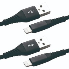 커버72 USB A타입-애플8핀 포스로프 아이폰 고속충전 케이블, 블랙, 2개, 1m