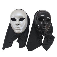 Party09 高級歌劇連帽面具, 2入, 珍珠白 + 黑色