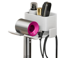 免打孔收納型免打孔吹風機置物架, 白色, 1個