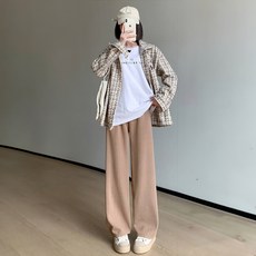 엘쏘 여성용 루즈핏 기모 와이드 팬츠