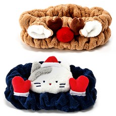 Modern House Butter Shop 聖誕牛奶貓魯道夫情侶洗臉髮帶 2件組, 1套, 混色