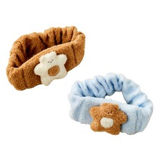 BUTTERSHOP #蓬鬆洗臉髮帶2件組 FREE 26 x 12 cm, 奶油熊情侶, 1套