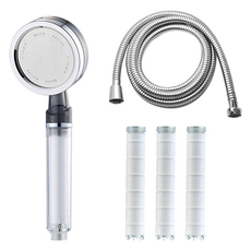 濾芯蓮蓬頭+金屬軟管2m+替換濾芯 3入組, 1組, 黑色(蓮蓬頭)