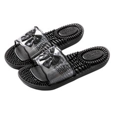 UNHAVE 蝴蝶結指壓拖鞋 240, 01 黑色, 1套