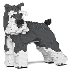 回頭望標準雪納瑞狗狗積木 大型 M, 灰色, 1個