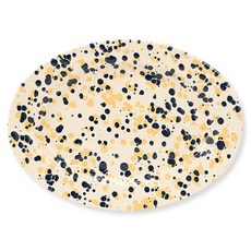 CROW CANYON HOME 潑墨橢圓盤 SP94, 1個, 海軍藍金黃色