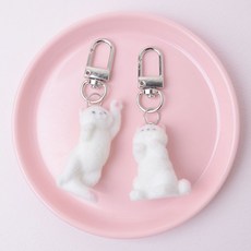 超萌貓狗鑰匙圈2件組 妖媚貓咪, 1套, 混和色