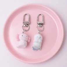 可愛迷你動物鑰匙圈 2件組 美西螈 + 海獺, 1套, 混色