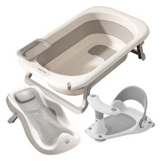 메리본 접이식 아기욕조 + 싱크대 아기욕조 + 아기 목욕의자, 화이트 + 아이보리