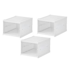 Home&Ever 一鍵式風琴摺疊鞋盒整理架 1層, 白色, 3個