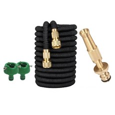 Pinkowl 浴室黃銅高壓噴槍 + 伸縮水管 22.5m 套組, 黑色, 1套