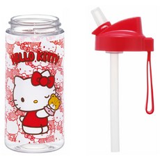 Skater 矽膠吸管水壺 PSTB5, 三麗鷗 紅色, 1個, 500ml