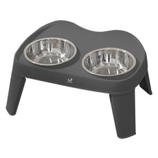 DING DONG PET 寵物折疊式不鏽鋼餐桌 2口 M, 灰色, 1個