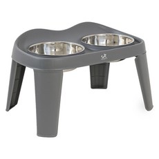 DING DONG PET 寵物可折疊不鏽鋼餐桌 2口 L, 灰色, 1個