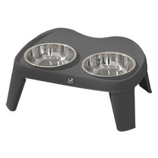 DING DONG PET 寵物折疊式不鏽鋼雙碗餐桌 S, 灰色, 1個