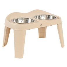 DING DONG PET 寵物折疊式不鏽鋼餐桌 2口 L, 米色, 1個