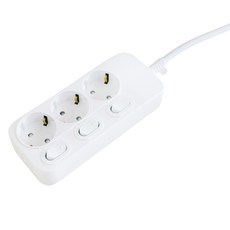 대산전자 개별형 멀티탭 3구 16A, 백색, 1개, 1.5m