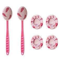 Jung Sang Eye And手柄沐浴身體刷 自我搓澡棒 2入+替換裝 4入組, 1組, 粉色